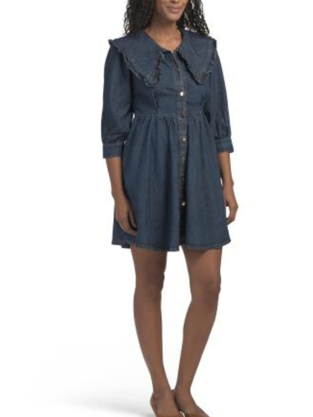 Denim Button-Front Mini Dress